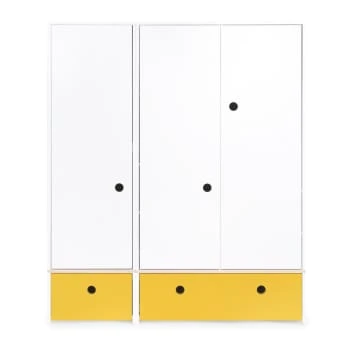 Wookids Armoire 3 Portes Façades Tiroirs Gris Espace 8 Wookids Armoire 3 Portes Façades Tiroirs Gris Espace - Image 6