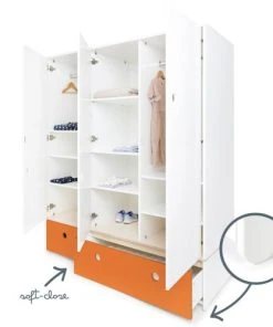 Wookids Armoire 3 Portes Façades Tiroirs Orange 10 Wookids Armoire 3 Portes Façades Tiroirs Orange -Maisons du Monde boutique armoire 3 portes facades tiroirs orange 2