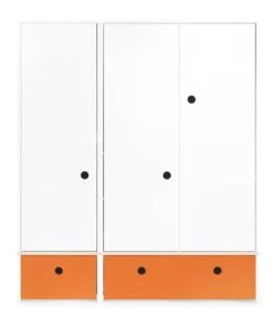 Wookids Armoire 3 Portes Façades Tiroirs Orange