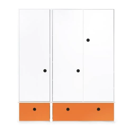 Wookids Armoire 3 Portes Façades Tiroirs Orange 3 Wookids Armoire 3 Portes Façades Tiroirs Orange