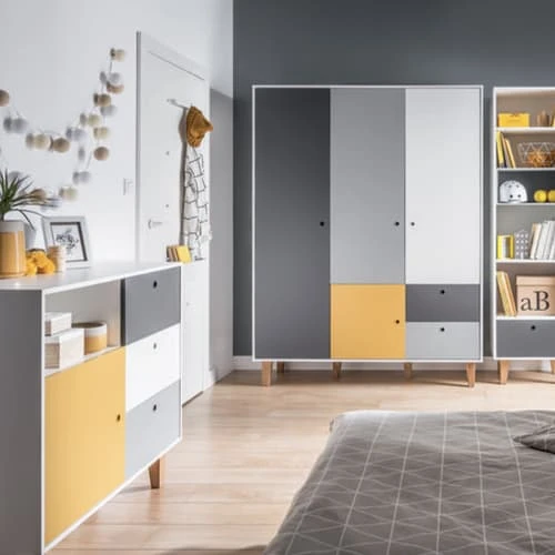 VOX Armoire 3 Portes Jaune 5 VOX Armoire 3 Portes Jaune - Image 3