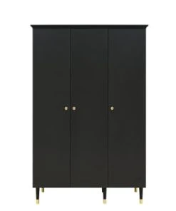 Bopita Armoire 3-portes Noir Mat En MDF Et Panneaux De Particules