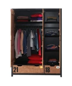 Vipack Armoire 3 Portes Noir Naturel -Maisons du Monde boutique armoire 3 portes noir naturel 2