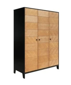 Bopita Armoire 3 Portes Noir Naturel Naturel