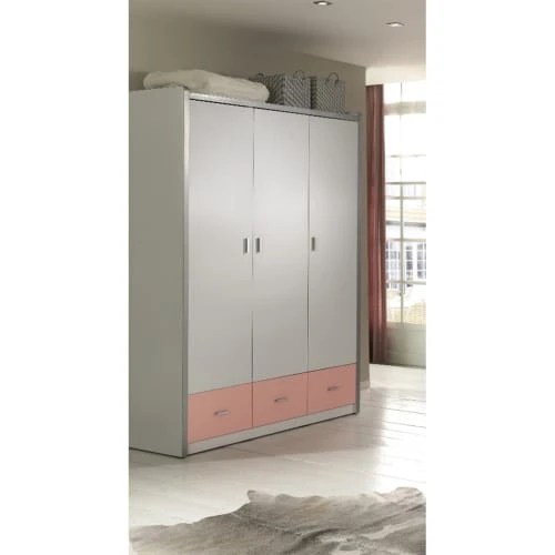 Vipack Armoire 3 Portes Rose 5 Vipack Armoire 3 Portes Rose - Image 3