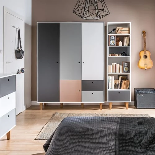 VOX Armoire 3 Portes Rose 5 VOX Armoire 3 Portes Rose – Image 3