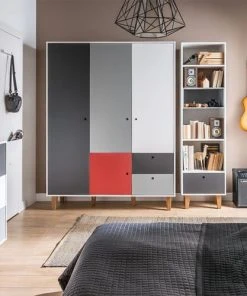 VOX Armoire 3 Portes Rouge -Maisons du Monde boutique armoire 3 portes rouge 2