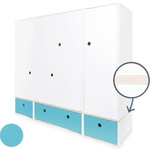 Wookids Armoire 4 Portes Bleu Paradis 4 Wookids Armoire 4 Portes Bleu Paradis - Image 2