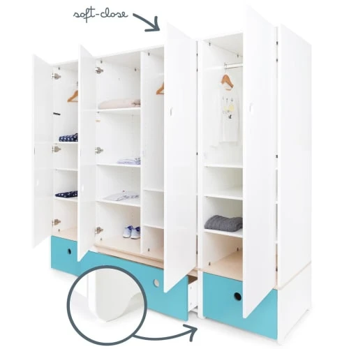 Wookids Armoire 4 Portes Bleu Paradis 5 Wookids Armoire 4 Portes Bleu Paradis - Image 3