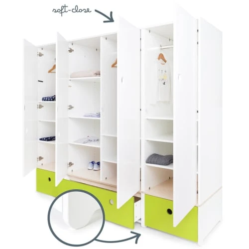 Wookids Armoire 4 Portes Citron Vert 5 Wookids Armoire 4 Portes Citron Vert – Image 3