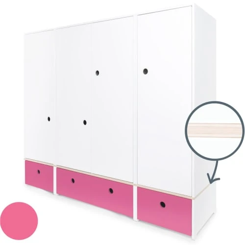 Wookids Armoire 4 Portes Fushia 4 Wookids Armoire 4 Portes Fushia - Image 2