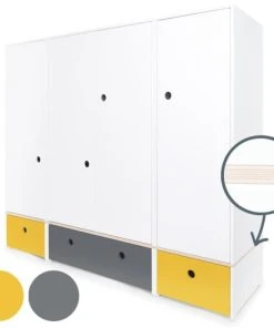Wookids Armoire 4 Portes Jaune Et Gris -Maisons du Monde boutique armoire 4 portes jaune et gris 1