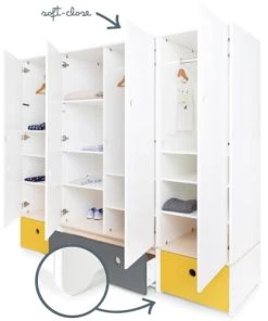 Wookids Armoire 4 Portes Jaune Et Gris -Maisons du Monde boutique armoire 4 portes jaune et gris 2