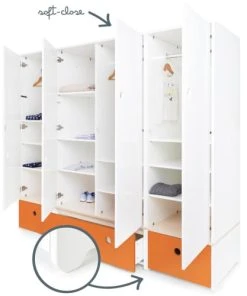 Wookids Armoire 4 Portes Orange -Maisons du Monde boutique armoire 4 portes orange 2