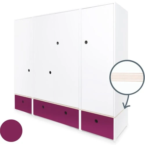 Wookids Armoire 4 Portes Prune 4 Wookids Armoire 4 Portes Prune - Image 2