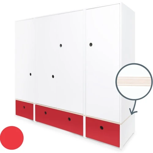 Wookids Armoire 4 Portes Rouge 4 Wookids Armoire 4 Portes Rouge - Image 2