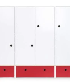 Wookids Armoire 4 Portes Rouge