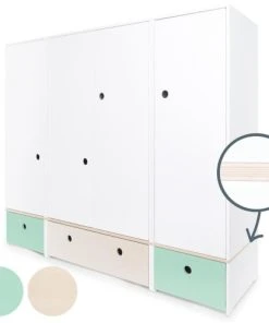 Wookids Armoire 4 Portes Vert Menthe -Maisons du Monde boutique armoire 4 portes vert menthe 1