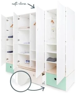Wookids Armoire 4 Portes Vert Menthe -Maisons du Monde boutique armoire 4 portes vert menthe 2