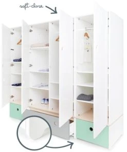 Wookids Armoire 4 Portes Vert Menthe-gris Perle-vert Menthe -Maisons du Monde boutique armoire 4 portes vert menthe gris perle vert menthe 2