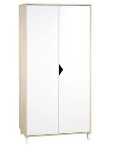 BabyPrice Armoire Bébé 2 Portes 175x86x56cm En Bois Beige