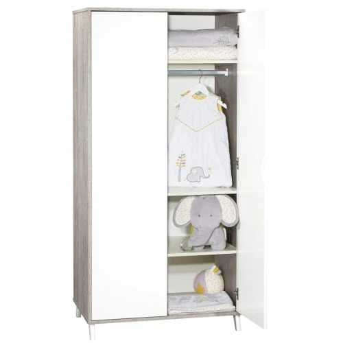BabyPrice Armoire Bébé 2 Portes 175x86x56cm En Bois Gris Foncé 4 BabyPrice Armoire Bébé 2 Portes 175x86x56cm En Bois Gris Foncé – Image 2