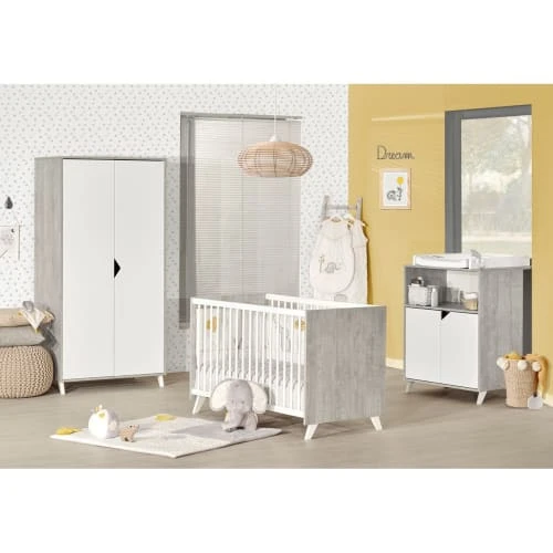 BabyPrice Armoire Bébé 2 Portes 175x86x56cm En Bois Gris Foncé 5 BabyPrice Armoire Bébé 2 Portes 175x86x56cm En Bois Gris Foncé – Image 3