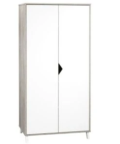 BabyPrice Armoire Bébé 2 Portes 175x86x56cm En Bois Gris Foncé