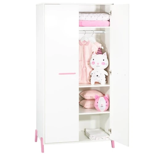BabyPrice Armoire Bébé 2 Portes 175x88x56cm En Bois Blanc 4 BabyPrice Armoire Bébé 2 Portes 175x88x56cm En Bois Blanc – Image 2