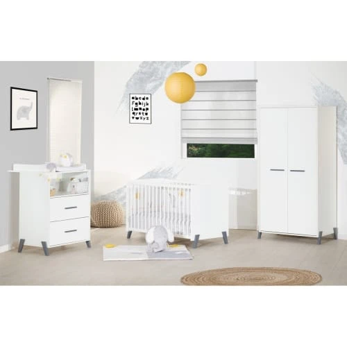 BabyPrice Armoire Bébé 2 Portes 175x88x56cm En Bois Blanc 6 BabyPrice Armoire Bébé 2 Portes 175x88x56cm En Bois Blanc - Image 4