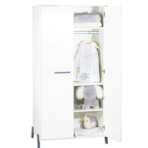 BabyPrice Armoire Bébé 2 Portes 175x88x56cm En Bois Blanc 4 BabyPrice Armoire Bébé 2 Portes 175x88x56cm En Bois Blanc - Image 2