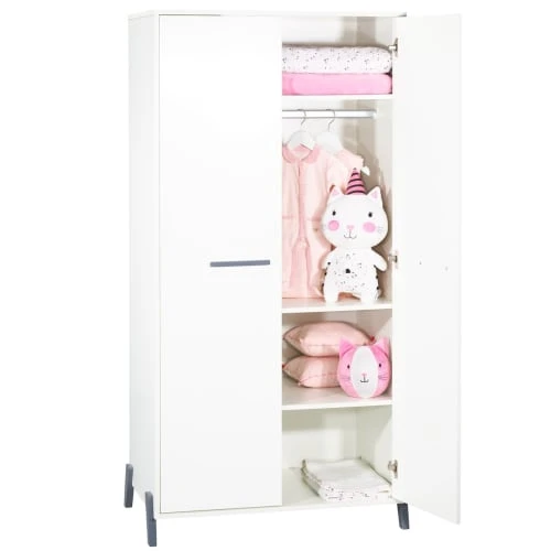 BabyPrice Armoire Bébé 2 Portes 175x88x56cm En Bois Blanc 5 BabyPrice Armoire Bébé 2 Portes 175x88x56cm En Bois Blanc - Image 3