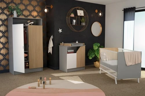 AT4 Armoire Blanc Gris Chêne 5 AT4 Armoire Blanc Gris Chêne – Image 3