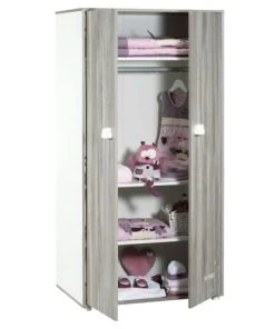BabyPrice Armoire Chambre 2 Portes 168x85x57cm En Bois Gris Foncé -Maisons du Monde boutique armoire chambre 2 portes 168x85x57cm en bois gris fonce 1