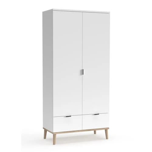 HomeStyle4U Armoire De Rangement 2 Portes En Bois Blanc 180x90x55cm 3 HomeStyle4U Armoire De Rangement 2 Portes En Bois Blanc 180x90x55cm