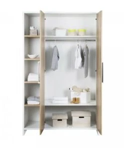 Schardt Armoire Enfant 2 Portes Avec Etagères Couleur Bois Et Blanc -Maisons du Monde boutique armoire enfant 2 portes avec etageres couleur bois et blanc 2