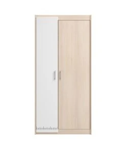CALICOSY Armoire Enfant 2 Portes Avec Penderie L85,2 Cm - Décor Bois Et Blanc