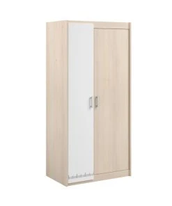CALICOSY Armoire Enfant 2 Portes Avec Penderie L85,2 Cm - Décor Bois Et Blanc -Maisons du Monde boutique armoire enfant 2 portes avec penderie l85 2 cm decor bois et blanc 4
