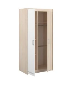 CALICOSY Armoire Enfant 2 Portes Avec Penderie L85,2 Cm - Décor Bois Et Blanc -Maisons du Monde boutique armoire enfant 2 portes avec penderie l85 2 cm decor bois et blanc 5
