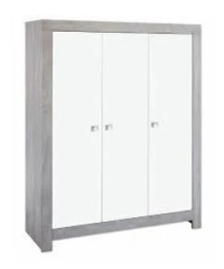 Schardt Armoire Enfant 3 Portes Gris Et Blanc