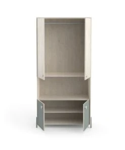 CALICOSY Armoire Enfant 4 Portes Avec Penderie, Décor Bois Et Vert - L89 Cm -Maisons du Monde boutique armoire enfant 4 portes avec penderie decor bois et vert l89 cm 3
