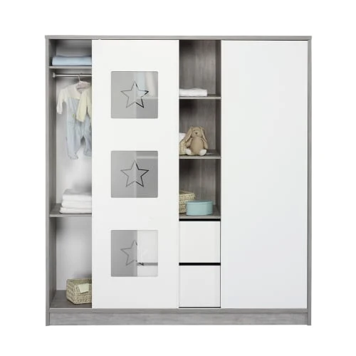 Schardt Armoire Enfant Avec Etagère Centrale Gris Et Blanc 5 Schardt Armoire Enfant Avec Etagère Centrale Gris Et Blanc - Image 3