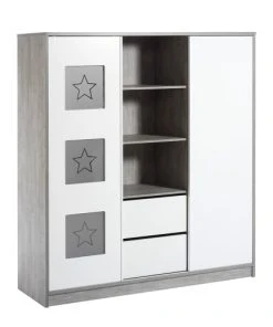 Schardt Armoire Enfant Avec Etagère Centrale Gris Et Blanc