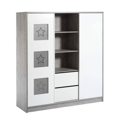 Schardt Armoire Enfant Avec Etagère Centrale Gris Et Blanc 3 Schardt Armoire Enfant Avec Etagère Centrale Gris Et Blanc
