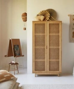 Tikamoon Armoire Enfant En Orme Massif Et Cannage