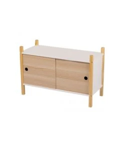 Wadiga Armoire Portes Coulissantes Bois Et Blanc Chambre Enfant - 70x30x46.5c