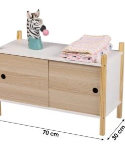 Wadiga Armoire Portes Coulissantes Bois Et Blanc Chambre Enfant - 70x30x46.5c -Maisons du Monde boutique armoire portes coulissantes bois et blanc chambre enfant 70x30x46 5c 3
