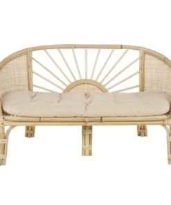 Maisons Du Monde Banc En Rotin Et Coton Beige Rosé