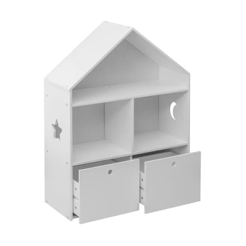 Mobili Rebecca Bibliothèque Basse Avec 3 étagères Et 2 Tiroirs En MDF Blanc 4 Mobili Rebecca Bibliothèque Basse Avec 3 étagères Et 2 Tiroirs En MDF Blanc - Image 2