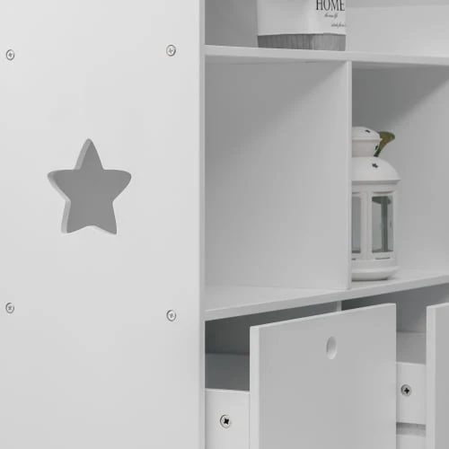 Mobili Rebecca Bibliothèque Basse Avec 3 étagères Et 2 Tiroirs En MDF Blanc 5 Mobili Rebecca Bibliothèque Basse Avec 3 étagères Et 2 Tiroirs En MDF Blanc - Image 3